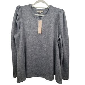 Les Serein Gray Tinsel Ruffle Sleeve Sweater Size 2X